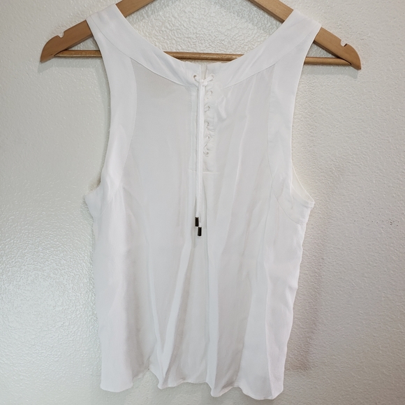 Maeve Anthropology White Lace Up Tank Top Size 8 - Picture 7 of 12